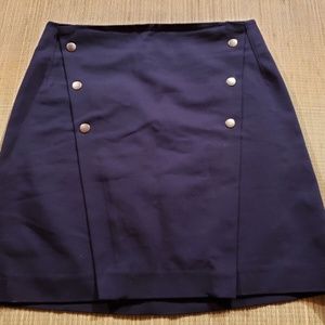 ZARA Basic Collection EUC A-Line Skirt SMALL Navy Blue Buttons Studded